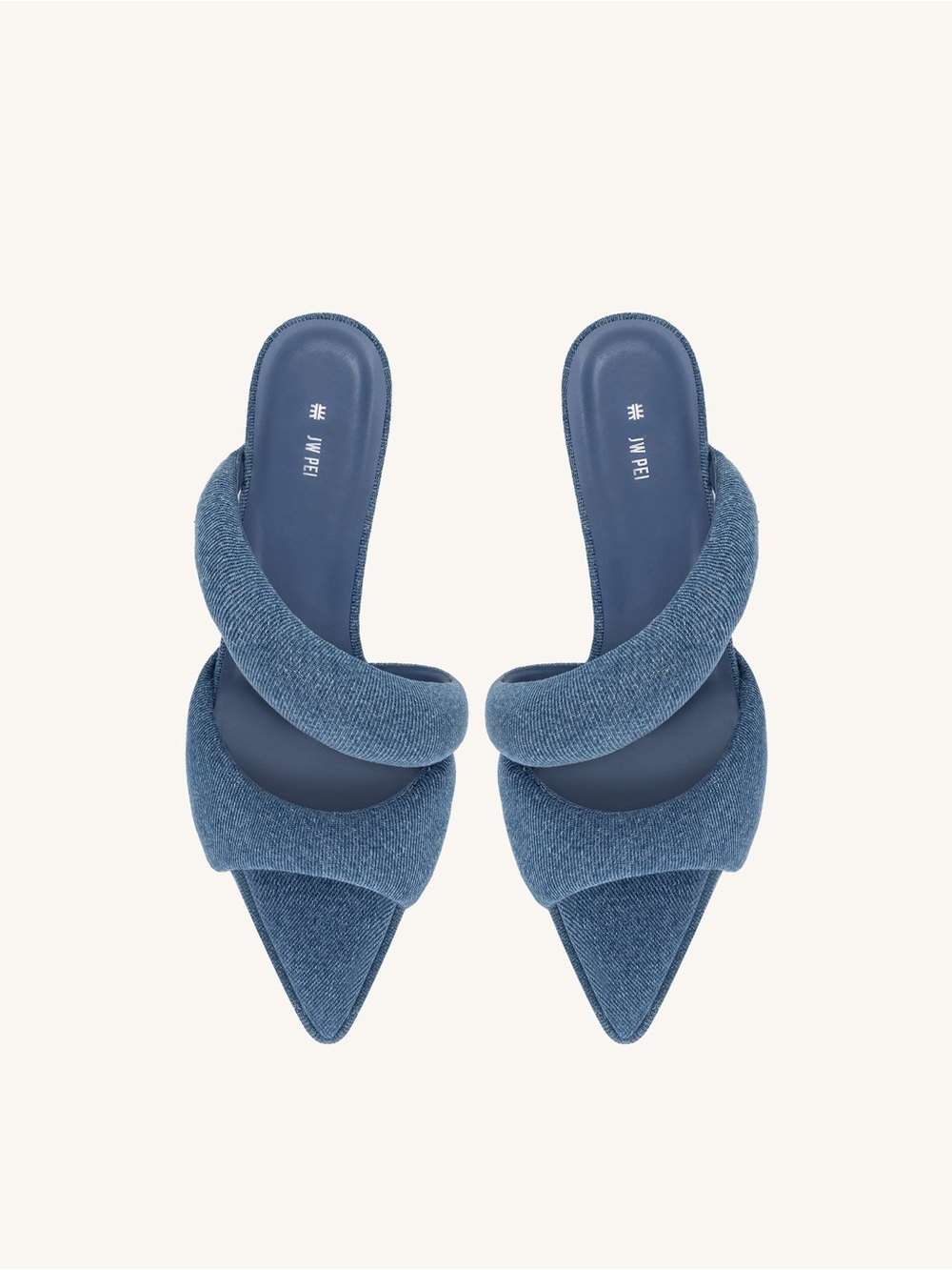 JW PEI- Sara mule blue denim size 39 bubble kitten heel 10/40